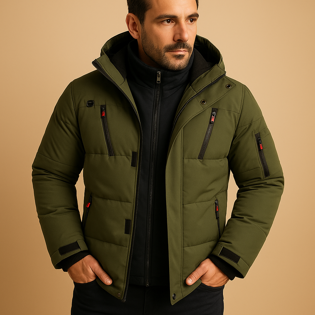 Herren Winterjacke Robuste Dick Gefütterte Jacke Mit Reißverschluss Für Kalte Tage 4