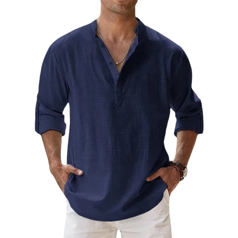 Herrenhemd Henley für den Sommer – Lässiges, Leichtes Hemd mit Entspannter Passform und Knopfdetail für Herren 4