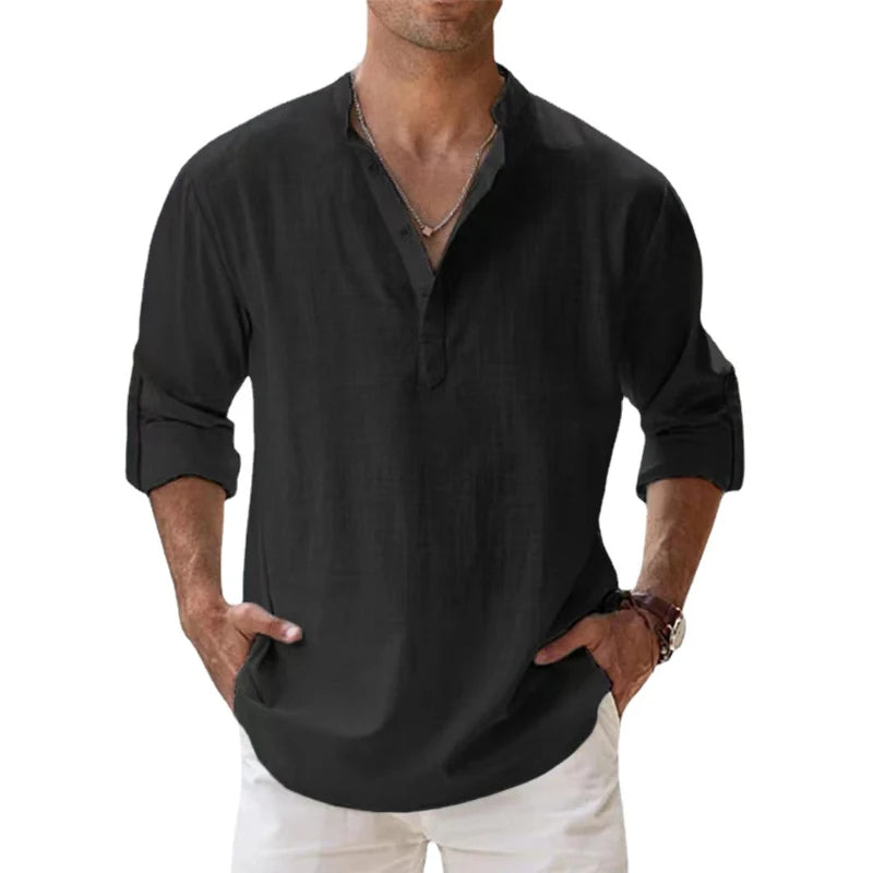 Herrenhemd Henley für den Sommer – Lässiges, Leichtes Hemd mit Entspannter Passform und Knopfdetail für Herren 6