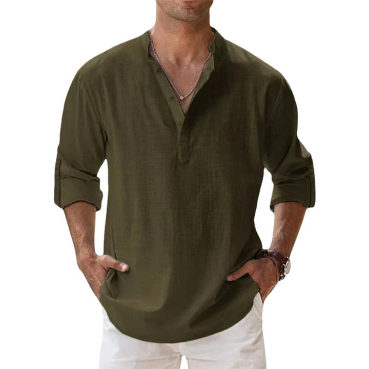 Herrenhemd Henley für den Sommer – Lässiges, Leichtes Hemd mit Entspannter Passform und Knopfdetail für Herren 7