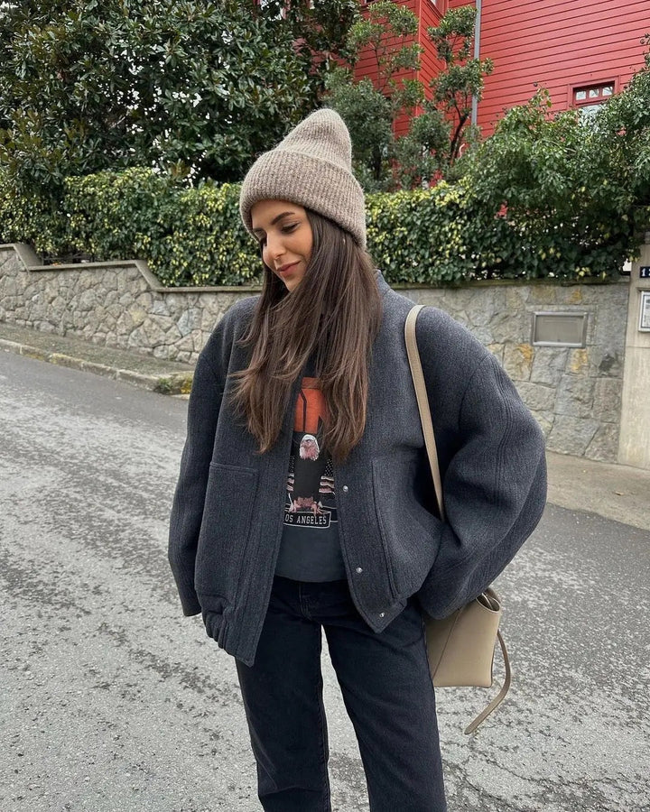 Johanna | Modische Graue Tweed-Winterjacke
