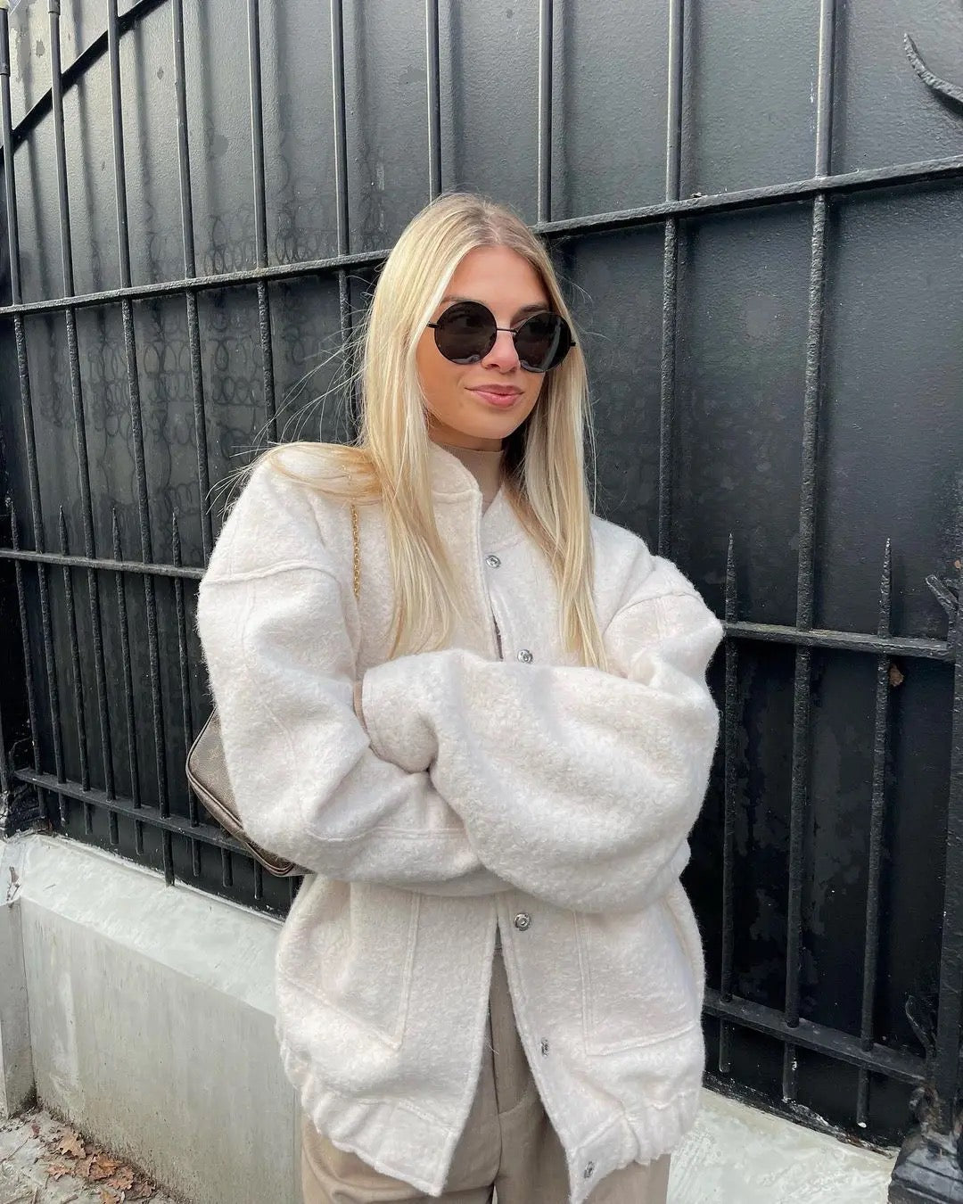 Johanna | Modische Graue Tweed-Winterjacke