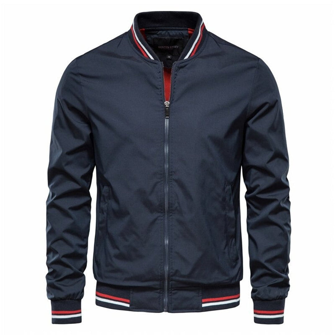 Jacke Herren Bomberjacke Unifarben Mit Kontrast Rippbündchen & Reißverschluss – Bequeme Passform Für Lässige Outfits 1