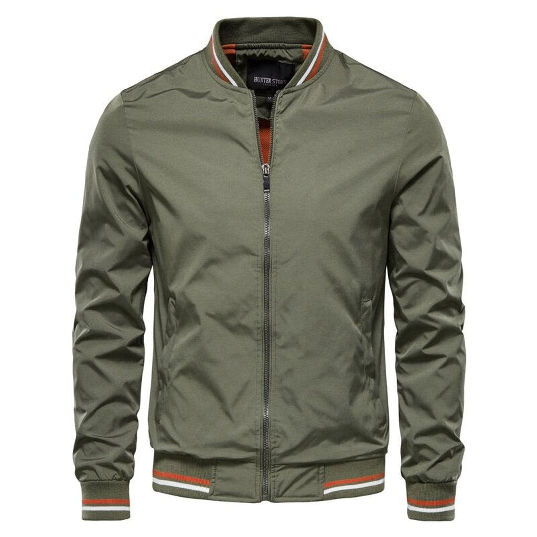Jacke Herren Bomberjacke Unifarben Mit Kontrast Rippbündchen & Reißverschluss – Bequeme Passform Für Lässige Outfits 2
