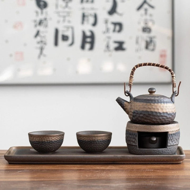 Japanisches Keramik-Teeset mit Wärmer für Frieden und Eleganz 0