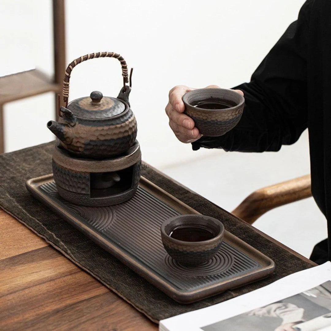 Japanisches Keramik-Teeset mit Wärmer für Frieden und Eleganz 3
