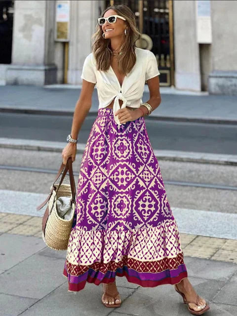 IZZY | Lange Sommerrock im Retro Boho Stil