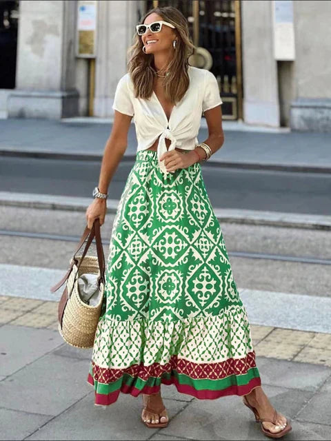 IZZY | Lange Sommerrock im Retro Boho Stil