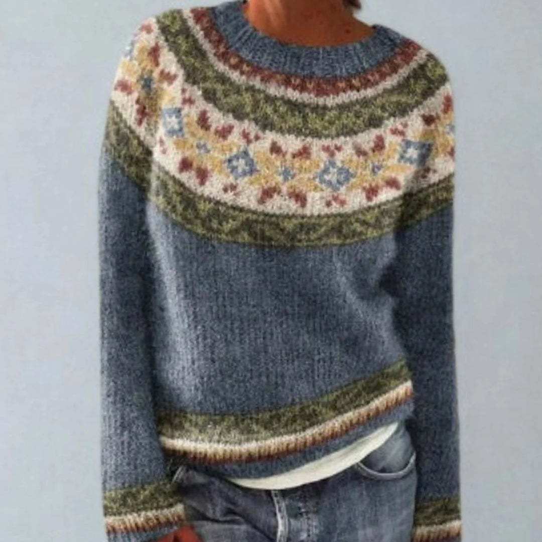 Johanna | Damen Rundhals Strickpullover im Retro-Norweger-Muster 0
