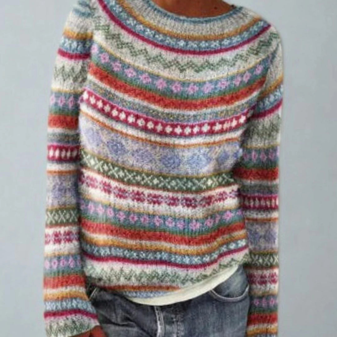 Johanna | Damen Rundhals Strickpullover im Retro-Norweger-Muster 3