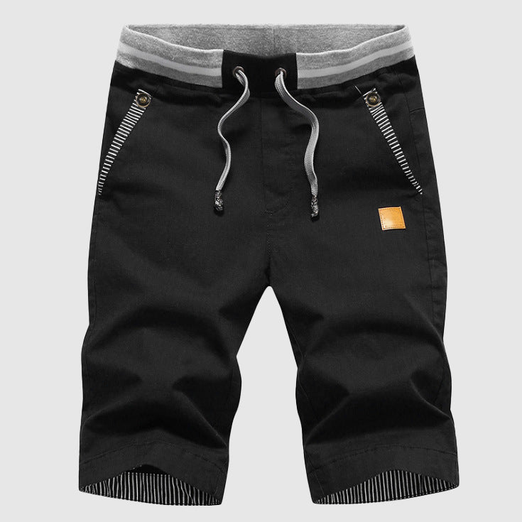  Gelegenheitsshorts von Männern - Kordelstrich Taille - Reißverschlusstaschen - Kniebeuge, entspannte Passform-4
