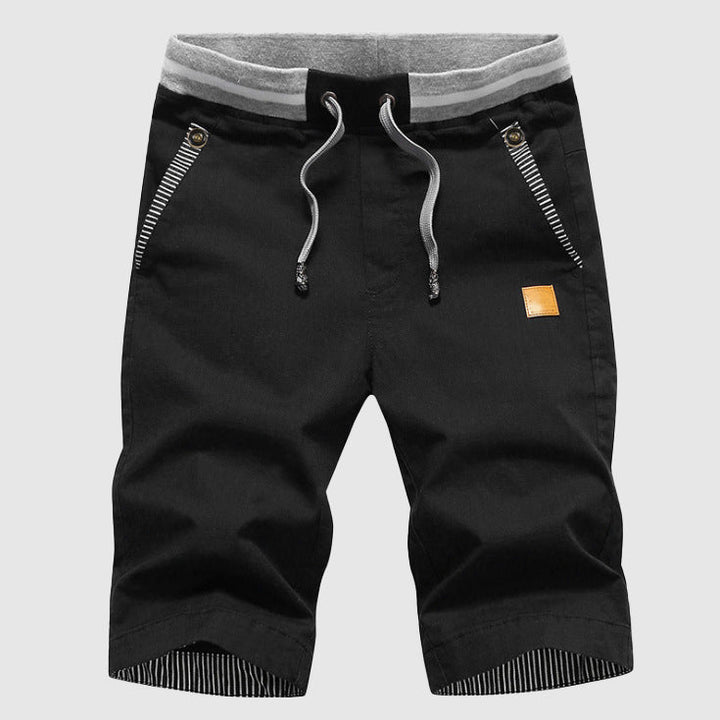  Gelegenheitsshorts von Männern - Kordelstrich Taille - Reißverschlusstaschen - Kniebeuge, entspannte Passform-4