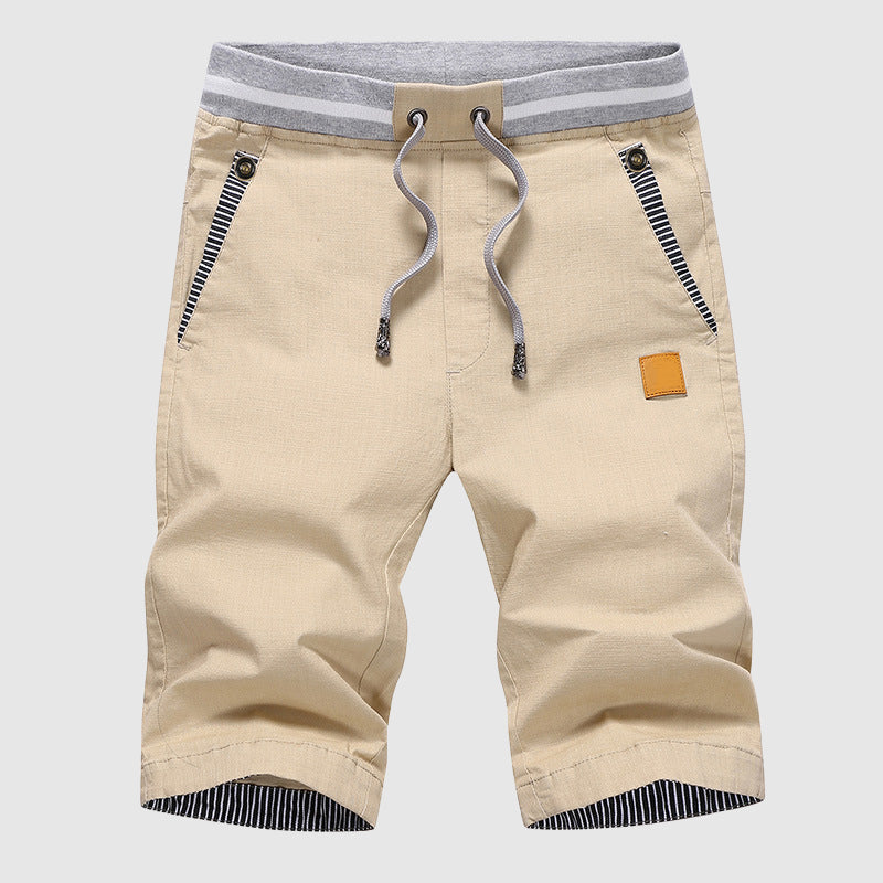  Gelegenheitsshorts von Männern - Kordelstrich Taille - Reißverschlusstaschen - Kniebeuge, entspannte Passform-5