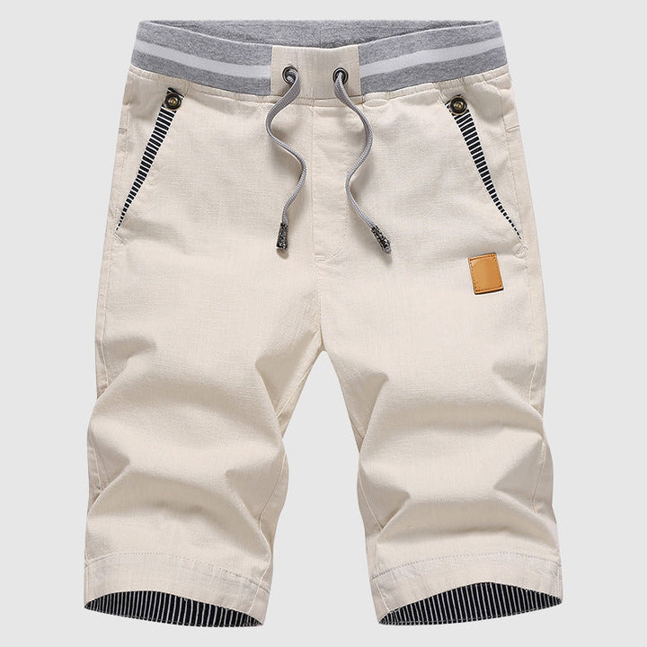  Gelegenheitsshorts von Männern - Kordelstrich Taille - Reißverschlusstaschen - Kniebeuge, entspannte Passform-2