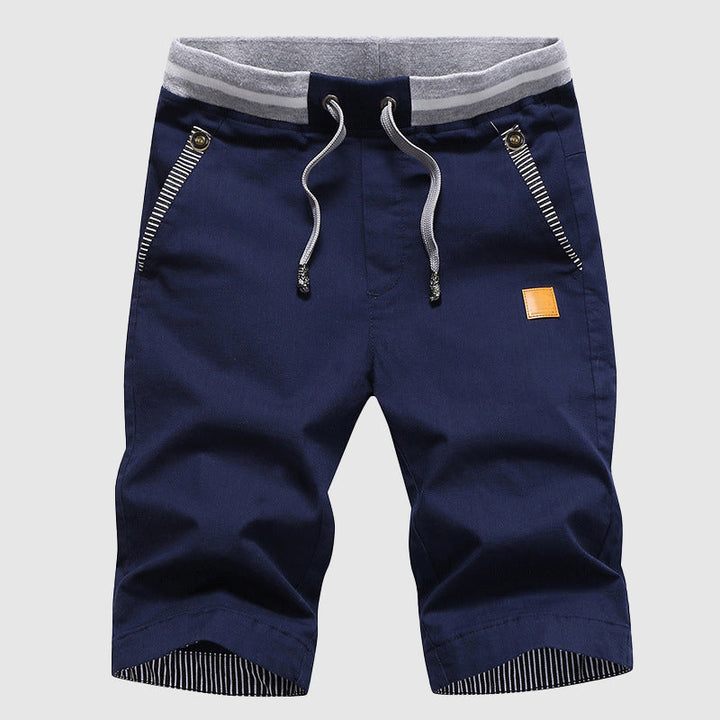 Gelegenheitsshorts von Männern - Kordelstrich Taille - Reißverschlusstaschen - Kniebeuge, entspannte Passform-3