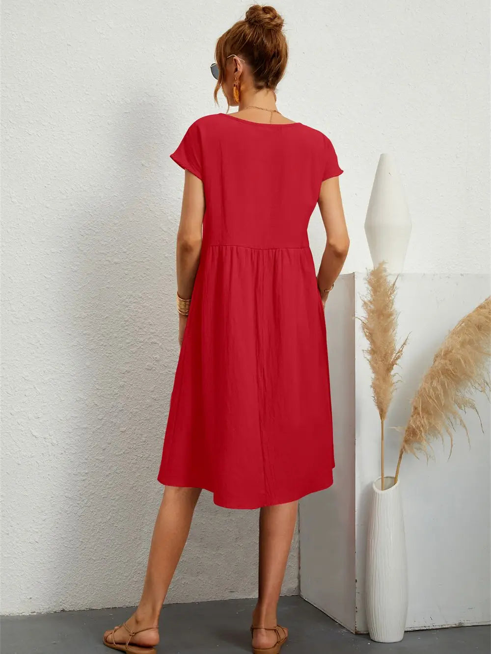 Kleider Damen Sommerkleid Mit Taschen Lässig Elegant Bequem Für Alltag Und Freizeit 2