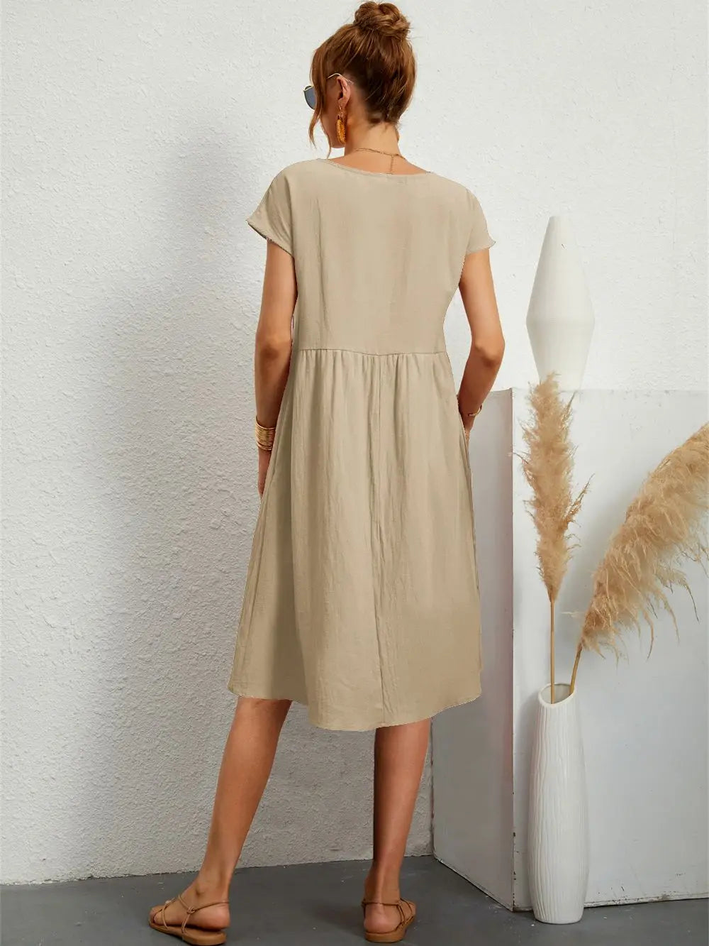 Kleider Damen Sommerkleid Mit Taschen Lässig Elegant Bequem Für Alltag Und Freizeit 4