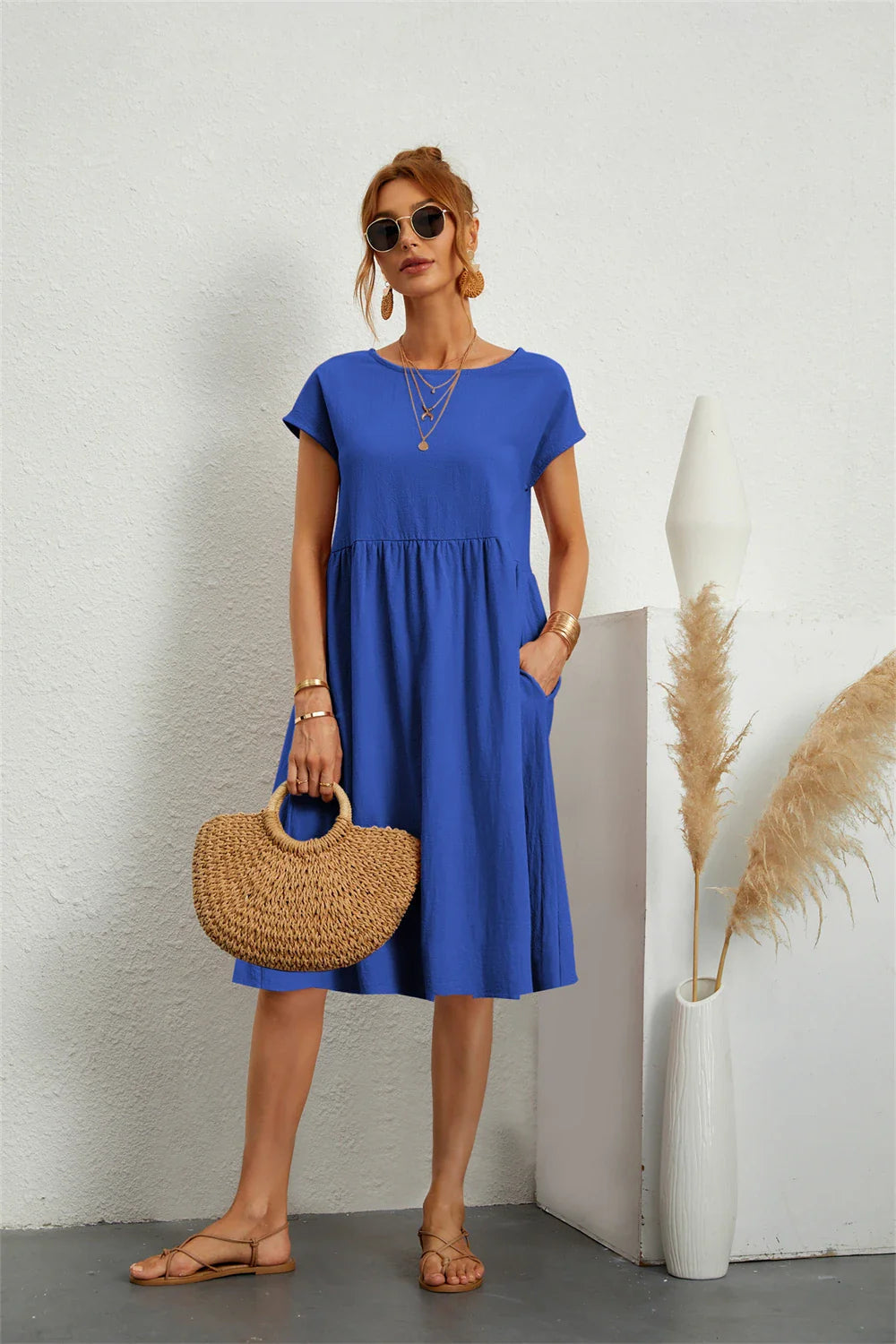 Kleider Damen Sommerkleid Mit Taschen Lässig Elegant Bequem Für Alltag Und Freizeit 7