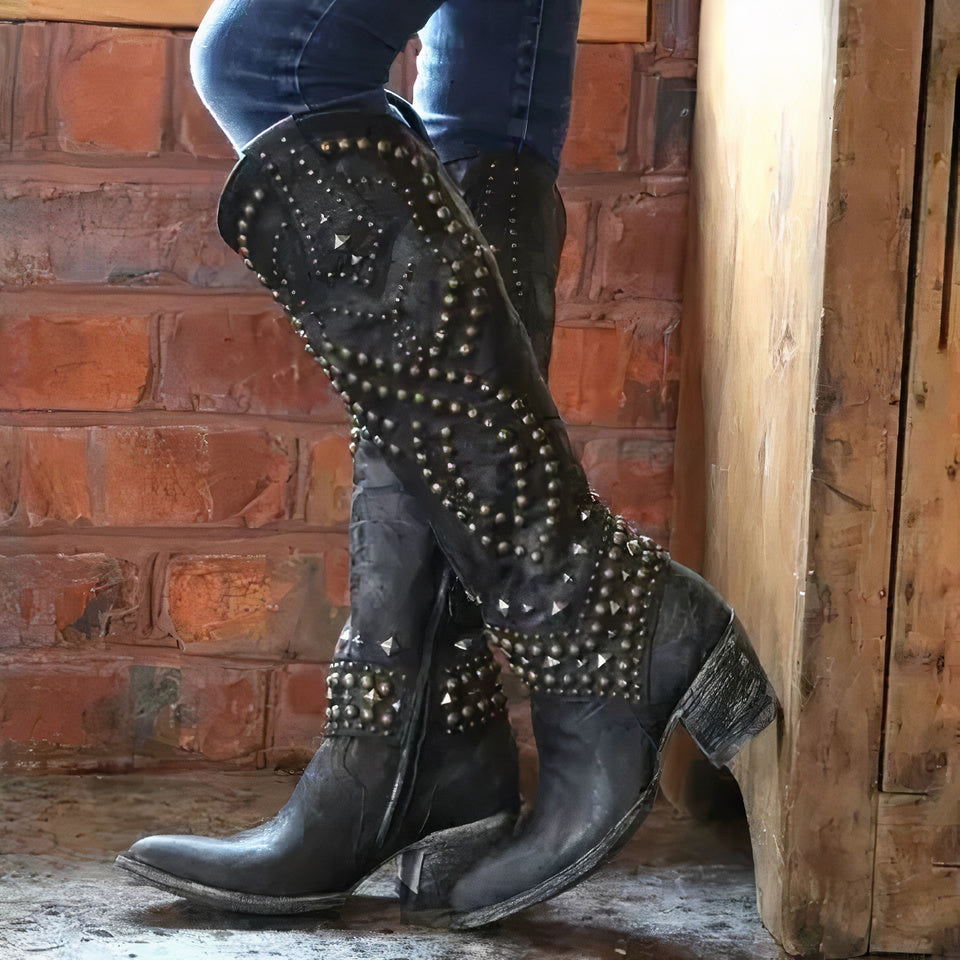Kniehohe Cowboystiefel für Damen | Jahrgang 1