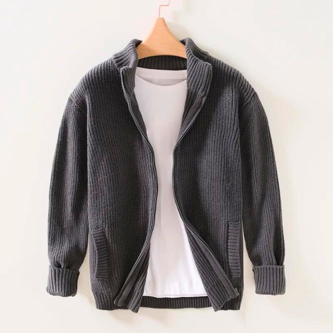 LIAM | Herren Strickpullover Jacke mit Reißverschluss