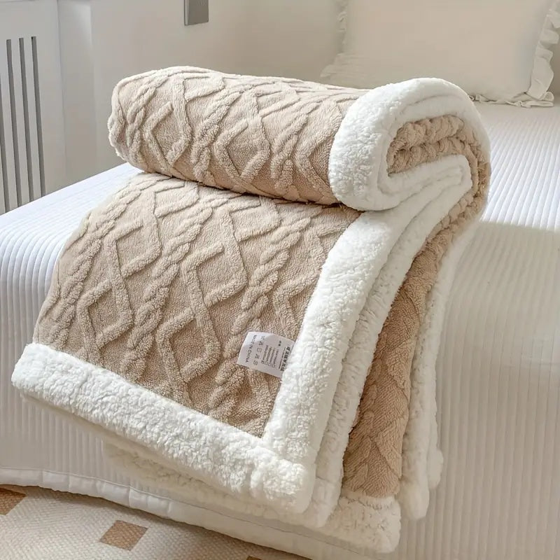 Kuscheldecke Grau 150x200 cm Sherpa Fleece Wende-Decke für Gemütlichkeit 5