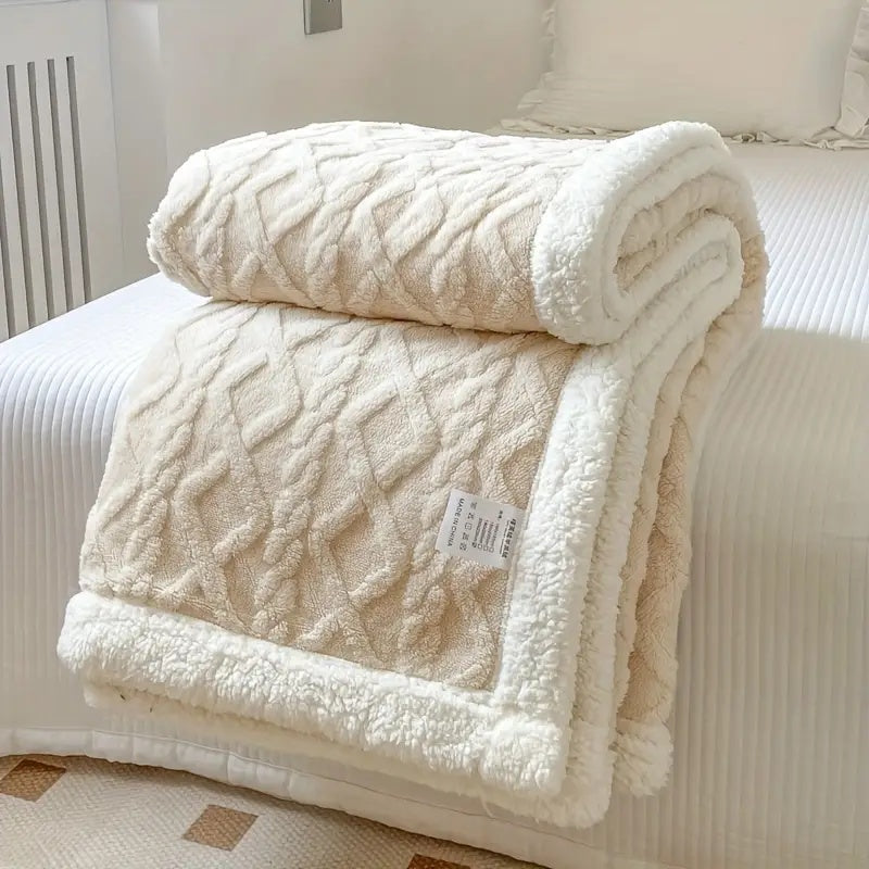 Kuscheldecke Grau 150x200 cm Sherpa Fleece Wende-Decke für Gemütlichkeit 6