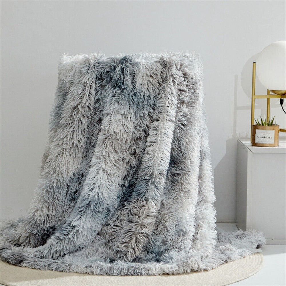Kuscheldecke Grau Kunstfell für Erwachsene Super Weich Atemaktiv 3