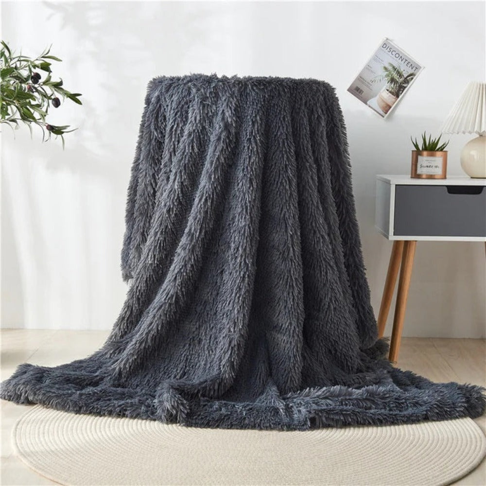 Kuscheldecke Grau Kunstfell für Erwachsene Super Weich Atemaktiv 6