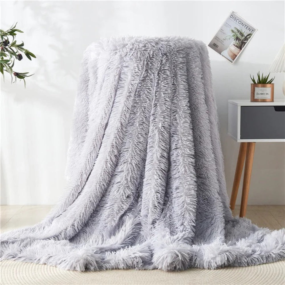 Kuscheldecke Grau Kunstfell für Erwachsene Super Weich Atemaktiv 7