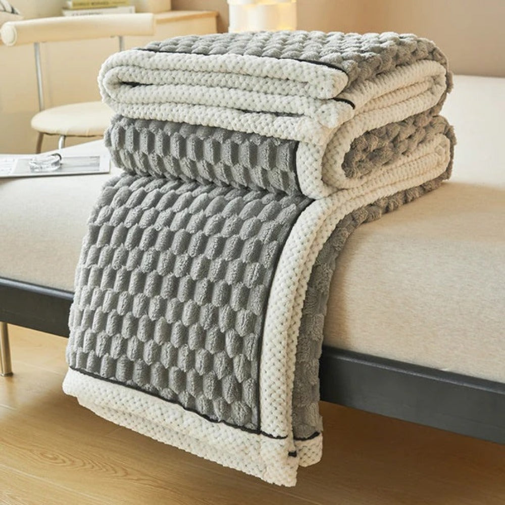 Kuscheldecke Grau Sherpa Fleece für Erwachsene 4