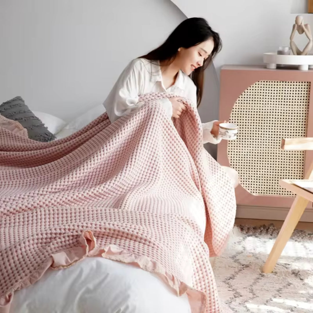 Kuscheldecke Waffelstruktur Für Erwachsene Weich Baumwolle 4