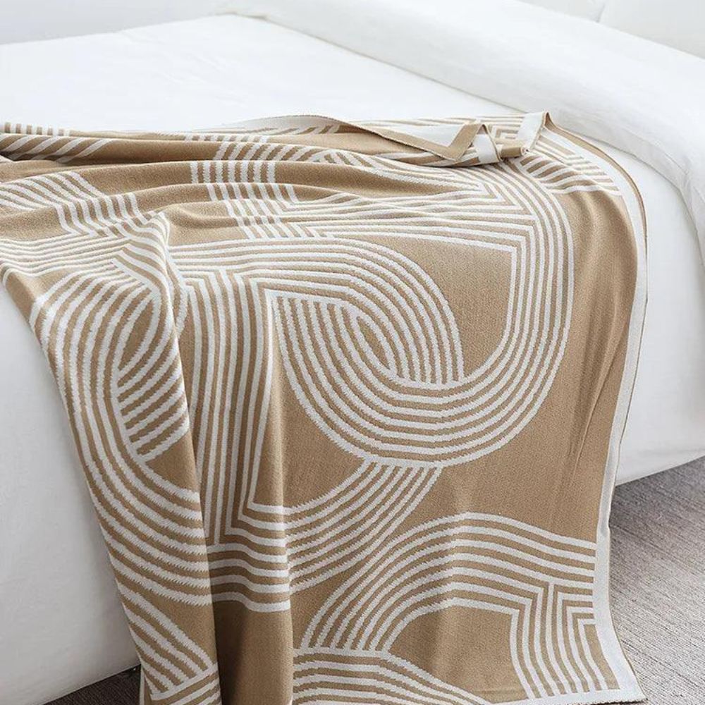 Kuscheldecke für Zuhause mit geometrischem Muster aus hochwertigem Strickstoff 7