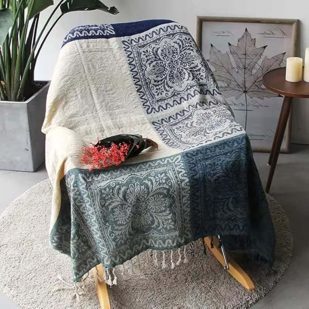 Kuscheldecke mit Fransen für Zuhause 100% Chenille Bohemian Design 2