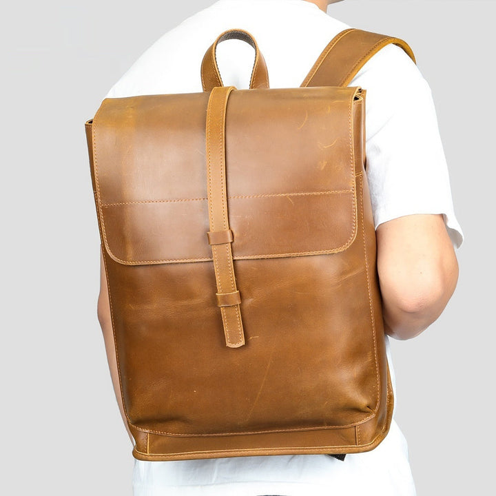 Leder Pferd Leder Outdoor Tasche Große Kapazität Freizeit Laptop Reise Rucksack 1