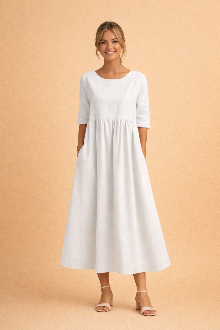 Leichtes Sommerkleid Damen Midi Elegant Vielseitig für Freizeit und Gartenparty 0