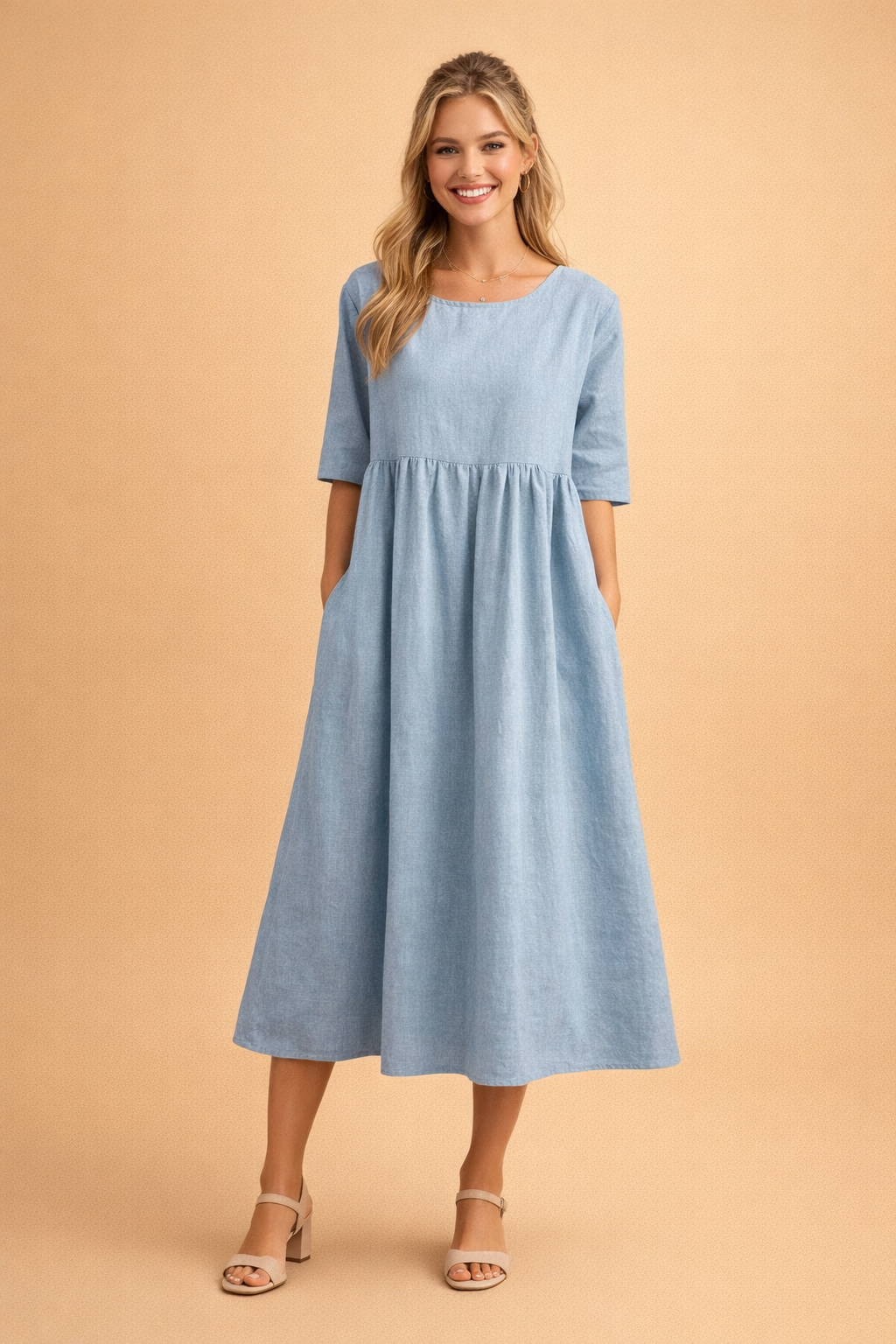 Leichtes Sommerkleid Damen Midi Elegant Vielseitig für Freizeit und Gartenparty 1