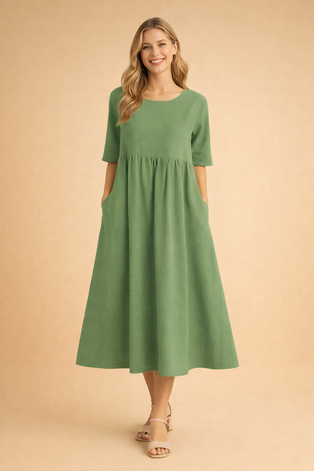 Leichtes Sommerkleid Damen Midi Elegant Vielseitig für Freizeit und Gartenparty 3