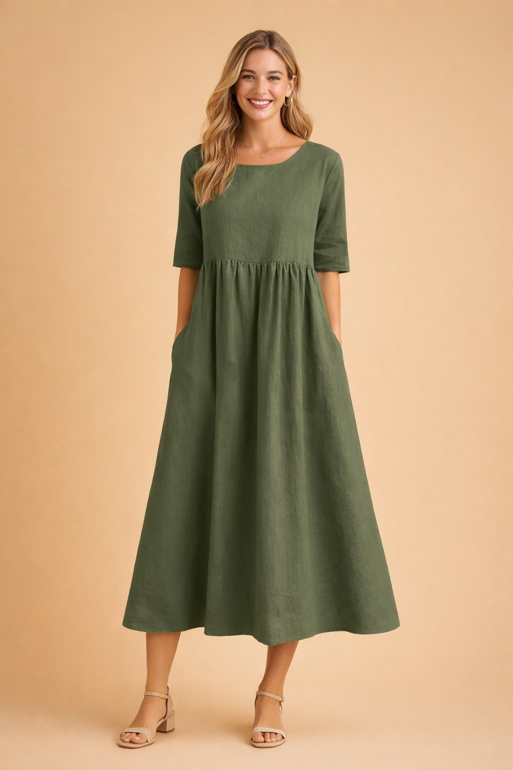 Leichtes Sommerkleid Damen Midi Elegant Vielseitig für Freizeit und Gartenparty 4