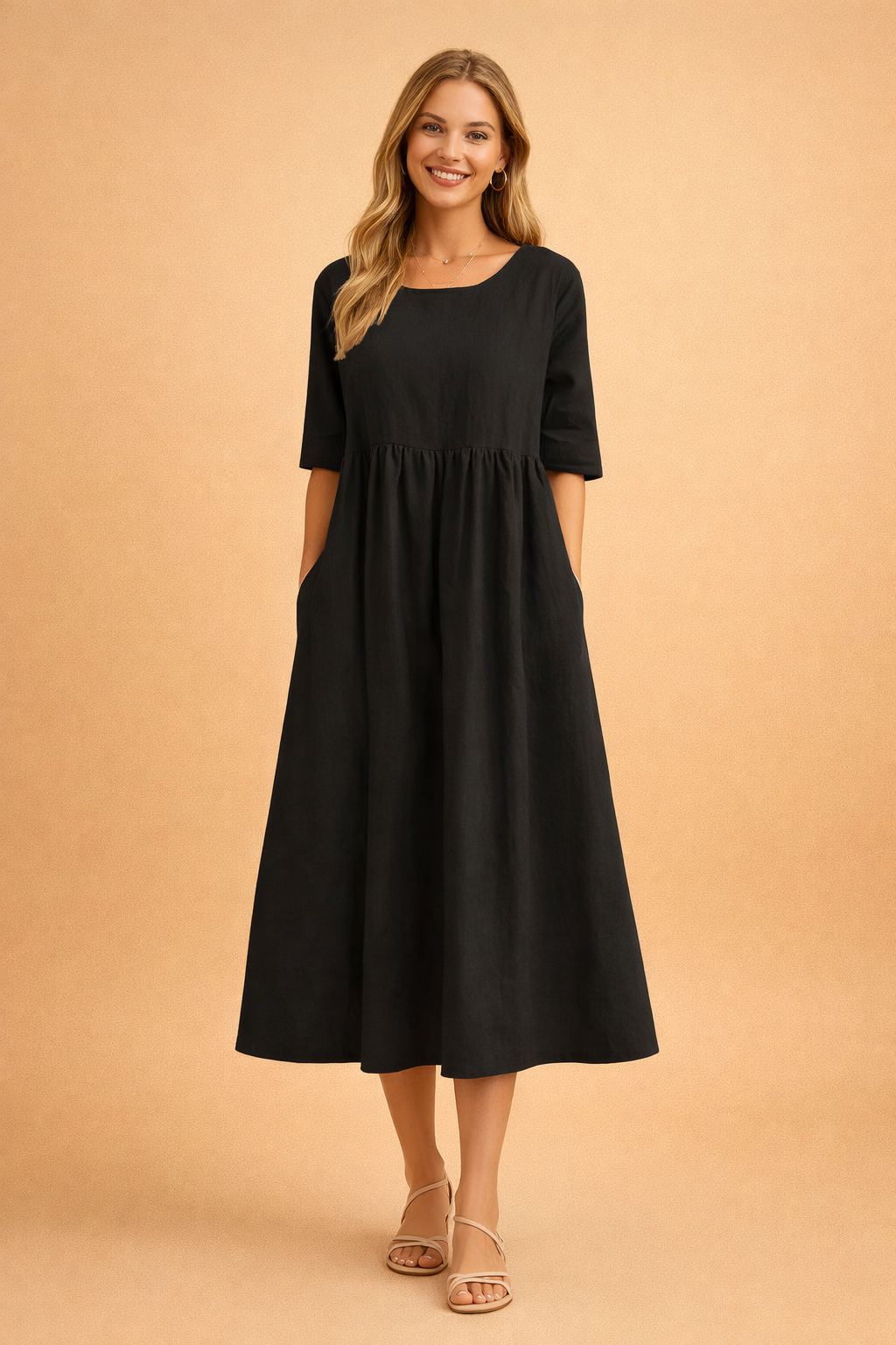 Leichtes Sommerkleid Damen Midi Elegant Vielseitig für Freizeit und Gartenparty 5
