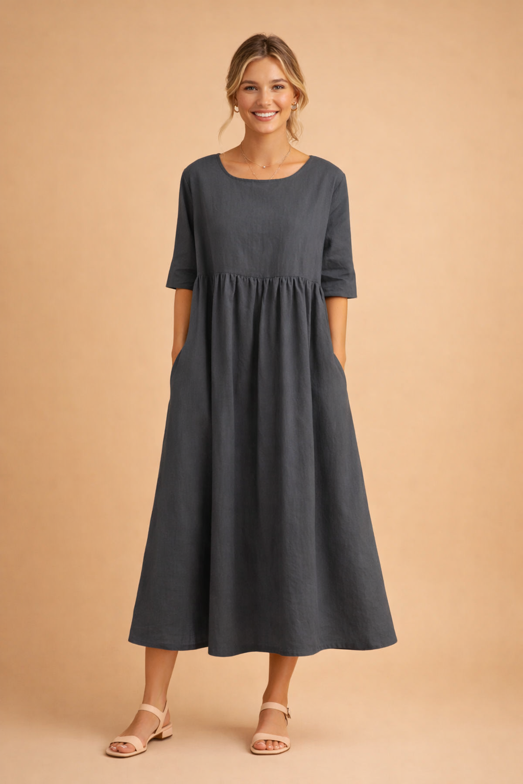 Leichtes Sommerkleid Damen Midi Elegant Vielseitig für Freizeit und Gartenparty 6
