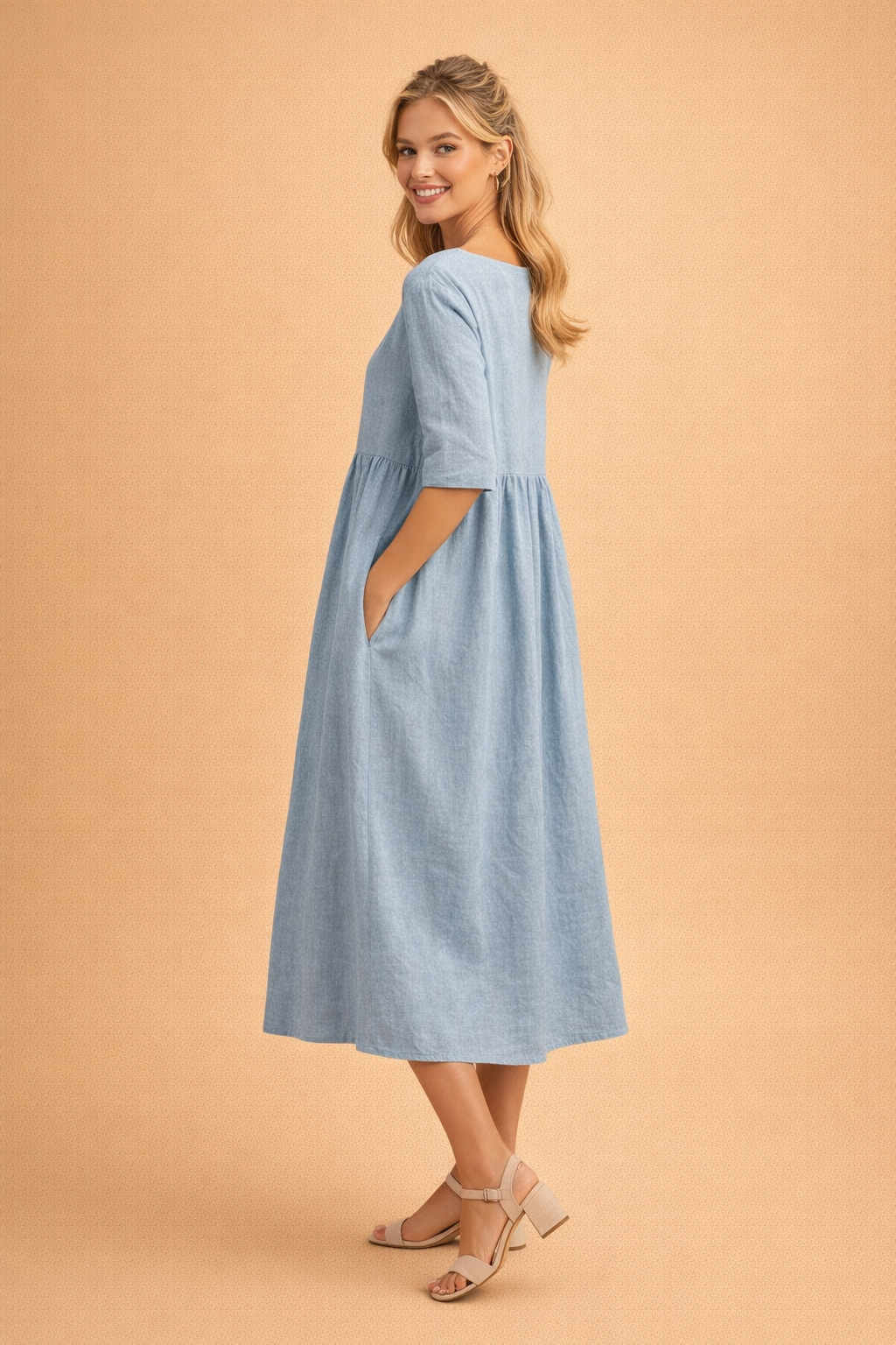 Leichtes Sommerkleid Damen Midi Elegant Vielseitig für Freizeit und Gartenparty 8