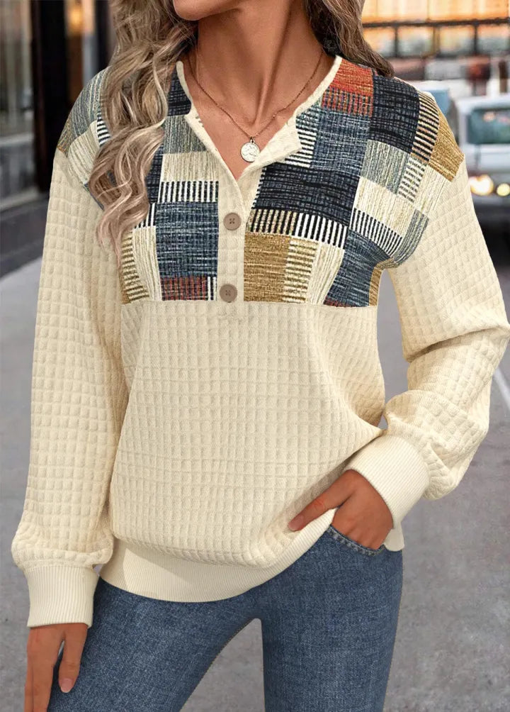 Linora | Patchwork-Strick mit Knöpfen 0