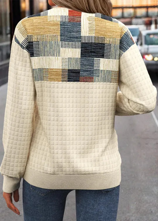 Linora | Patchwork-Strick mit Knöpfen 1