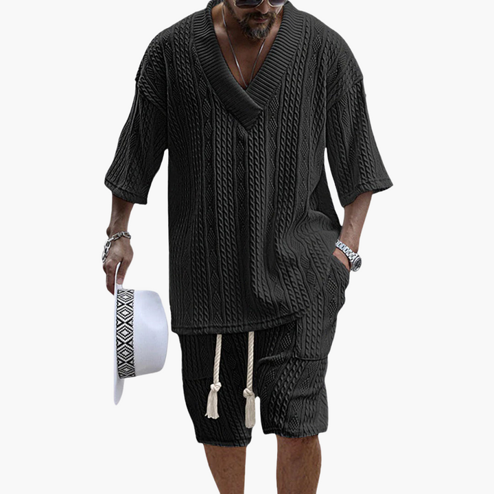 Luftiges Herren Sommer-Outfit mit Kurzarm-Hemd und Shorts für warme Tage, Bequem und Stylisch für Freizeit und Reisen 3