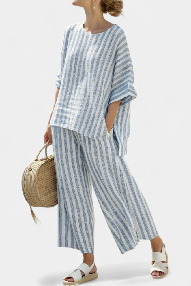 Luftiges gestreiftes Oberteil und lässige Hose für Damen – Perfekt für den Sommer 1