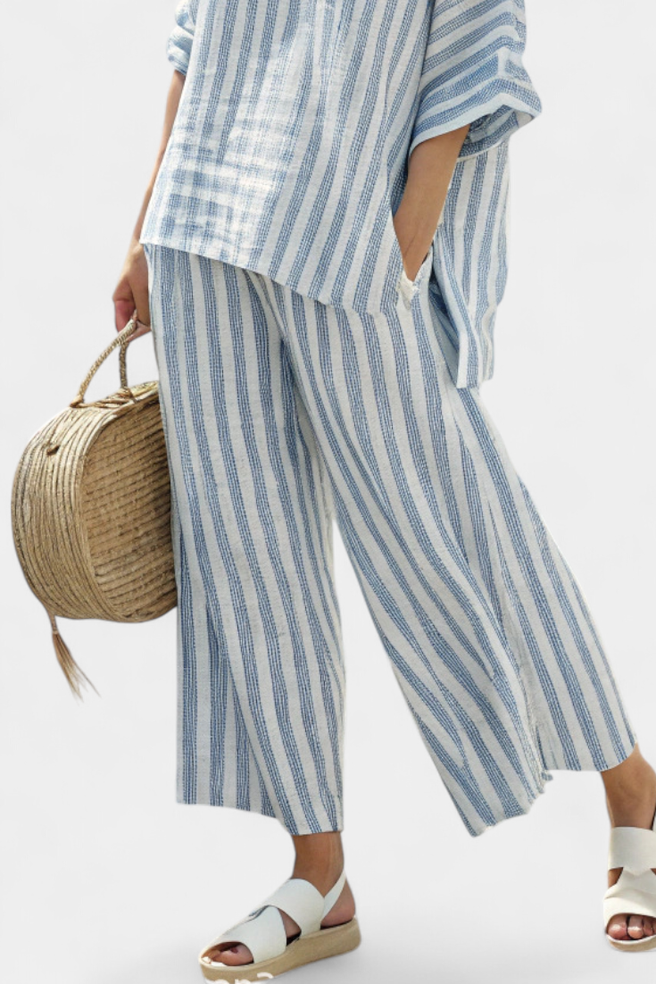 Luftiges gestreiftes Oberteil und lässige Hose für Damen – Perfekt für den Sommer 3