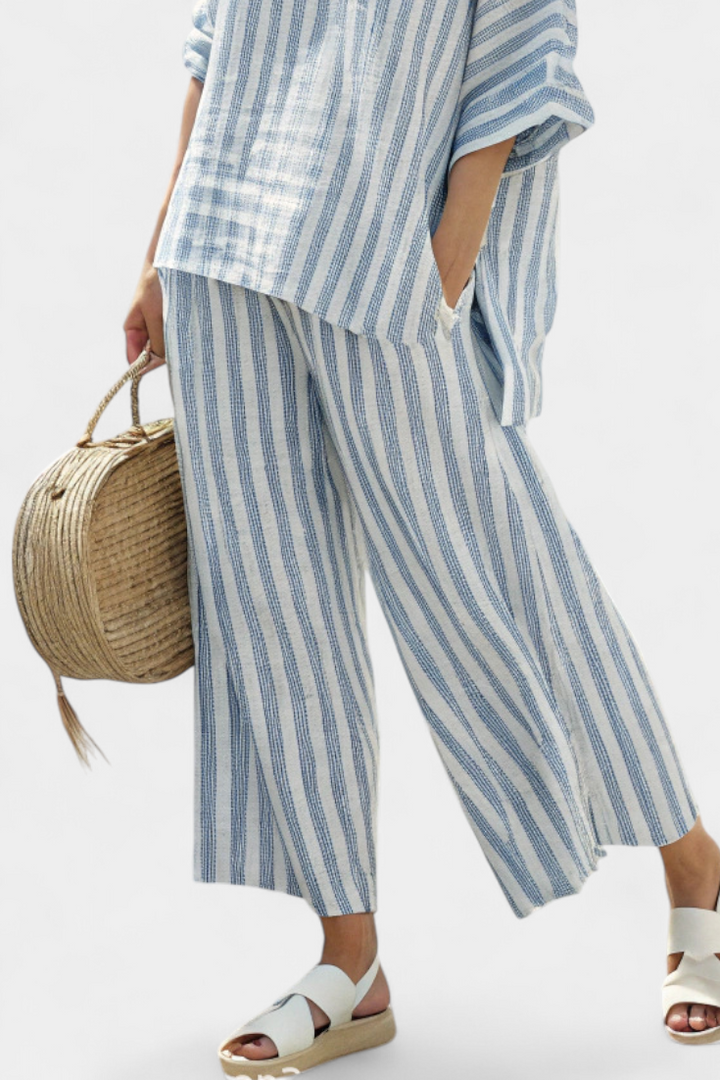 Luftiges gestreiftes Oberteil und lässige Hose für Damen – Perfekt für den Sommer 3