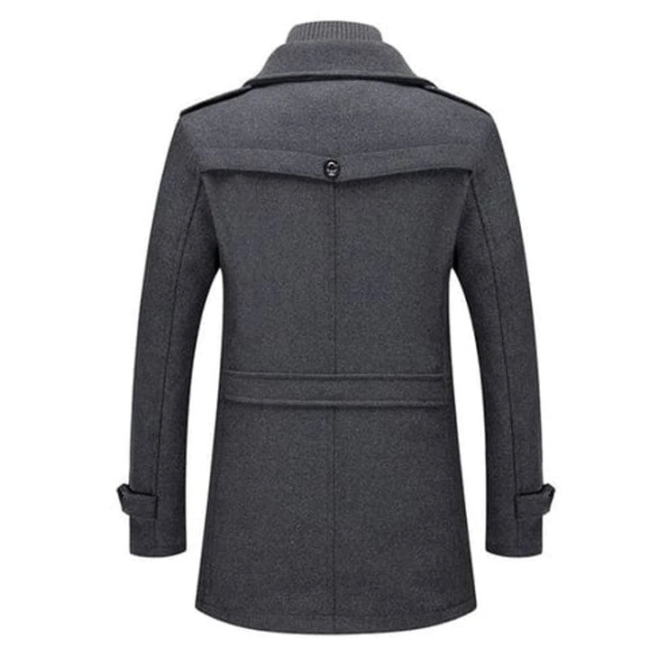 Lukas | Herren Zweiteiliger Wollmantel Slim-Fit Wintermantel mit Strickkragen 4