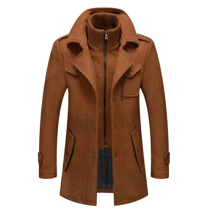 Lukas | Herren Zweiteiliger Wollmantel Slim-Fit Wintermantel mit Strickkragen 5
