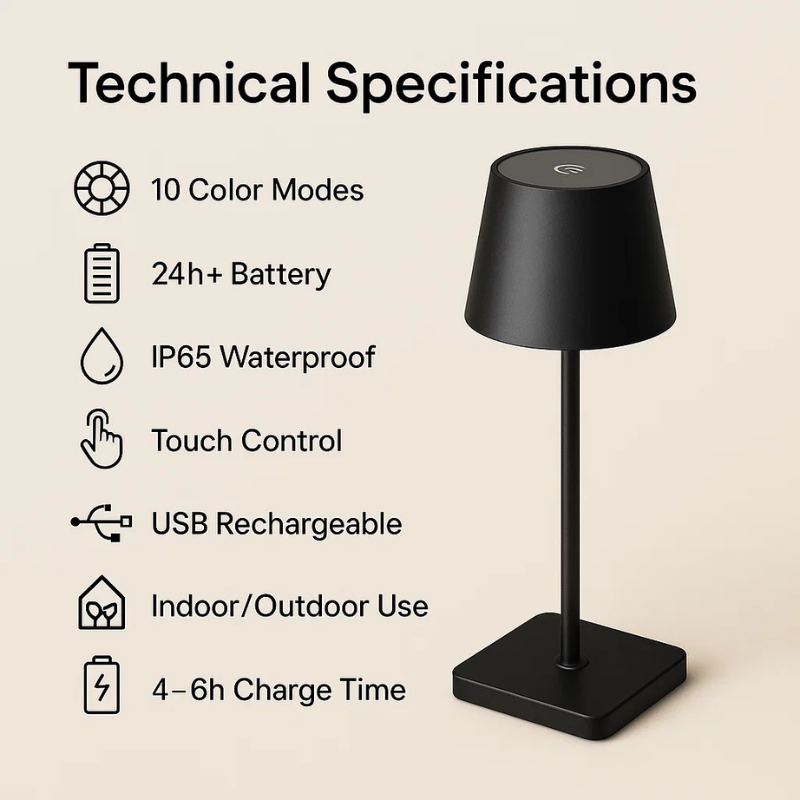 Luminara™ | Moderne wiederaufladbare kabellose LED-Tischleuchte | Tragbare Beleuchtung für Zuhause, Büro und den Außenbereich 3